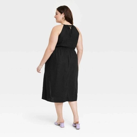 2X - Womens Halter Neck A-Line Dress - Ava Viv - Black - Picture 6 of 6